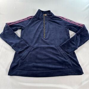 Lilly Pulitzer 1/4 Zip Pullover Womens Small Blue & Pink Velour Skipper Popover